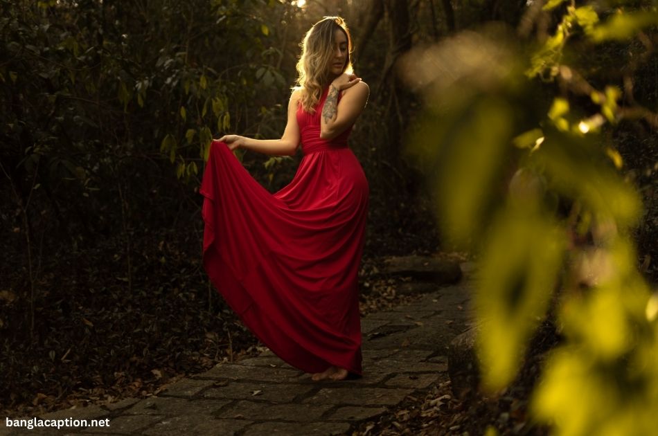 Red Dress Captions for Instagram for Girl
